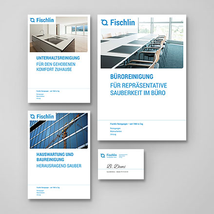 Grafik Fischlin Reinigungen Baar Flyer und Visitenkarte